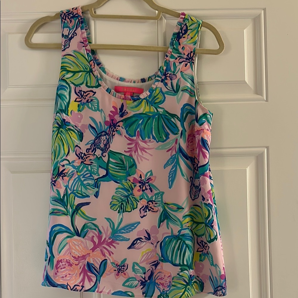 Lilly Pulitzer Carlene Ruffle Tank Top in  "Amethyst Tint Mermaid In The Shade"